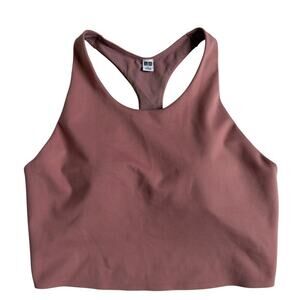 Uniqlo Cropped Racerback Tank with Built-In Bra (Beige / Mauve) - Size Small